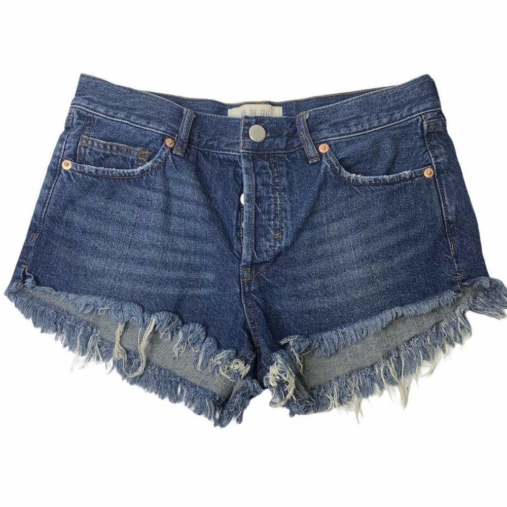 Free People We The Free Distressed Jean Shorts